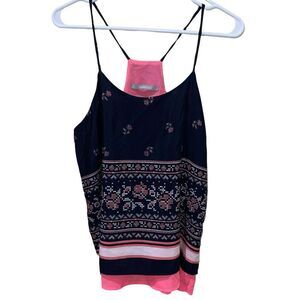 Sweet Rain Lightweight Navy, Pink‎ & White Floral Tank - Size Large?